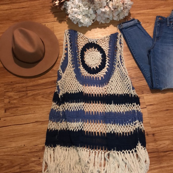 Frazzle blue crochet vest NWT - Picture 4 of 10